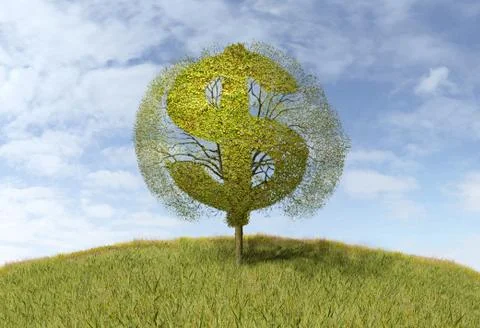 Dollar symbol on a tree Stock Illustration