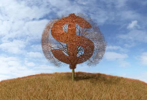 Dollar symbol on a tree Stock Illustration