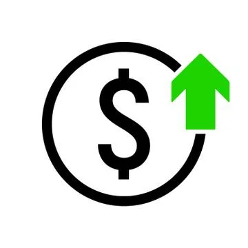 Dollar Up. Symbol value increase icon. Currency Growth Concept. 스톡 일러스트