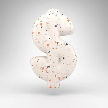 Dollar symbol on white background. 3D sign with terrazzo pattern texture. Illustrazione stock