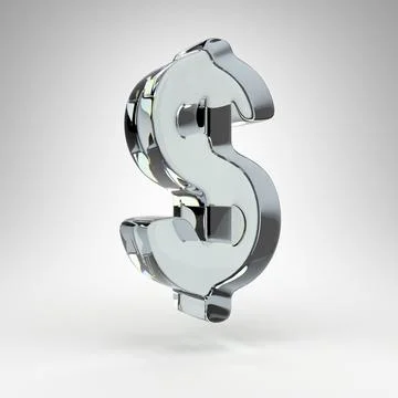 Dollar symbol on white background. Camera lens transparent glass 3D sign with Stock Illustration