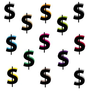 Dollar symbol on white background Illustrazione stock