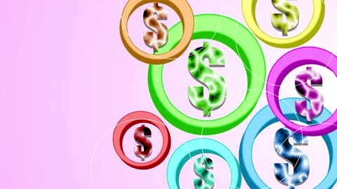 Dollar symbols in circular frames representing money finance investment and.. Stock Footage 337879712