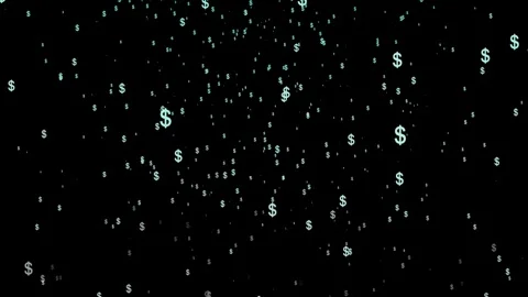Dollar symbols rain effect animation. Money rain business animation. Falling Stock Footage 281333792
