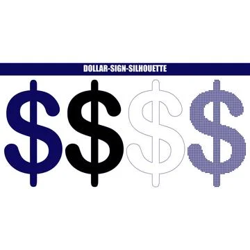 Dollar symbols in various styles during a clean presentation for financial .. Stock Illustration