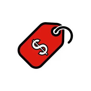 Dollar Tag vector icon. Flat black symbol. Pictogram is isolated Stock Illustration