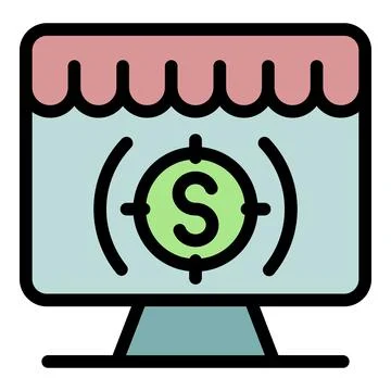 Dollar target on screen icon color outline vector 스톡 일러스트