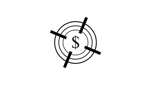 Dollar Target Sign Animation on White Background Stock Footage 343630652
