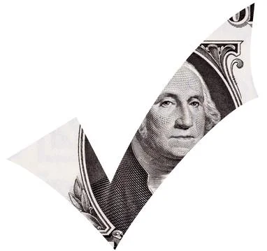 Dollar tick isolated in white Stock Photos