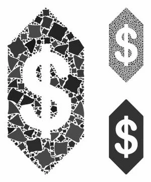 Dollar ticket Composition Icon of Unequal Items Stock Illustration