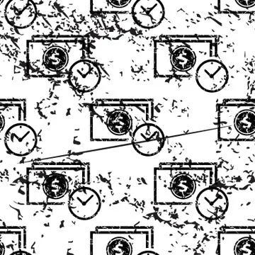 Dollar time pattern, grunge, monochrome Illustrazione stock