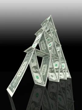 Dollar tower of dollar notes Stock Photos