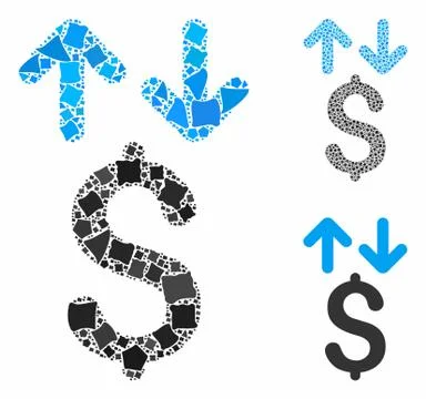 Dollar transactions Mosaic Icon of Bumpy Pieces Stock Illustration
