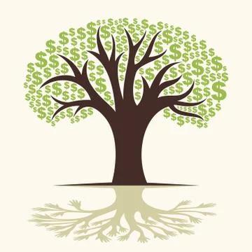 Dollar tree and hand tree shadow vector Stock Illustration