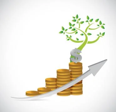 Dollar tree coin business graph illustration Stock Illustration
