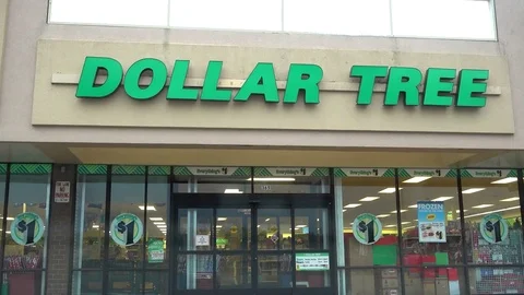 Dollar Tree discount retail storefront, drive up Video stock 72763752