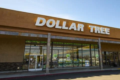 Dollar Tree general retail store front entrance logo Stock Photos