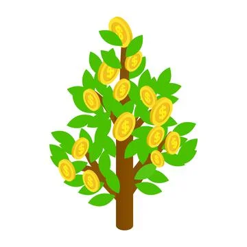 Dollar tree icon, isometric 3d style Stock Illustration