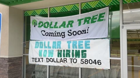 Dollar Tree - Now Hiring Sign - Bettendorf, IA - May 12, 2024 Stock Footage 275087958