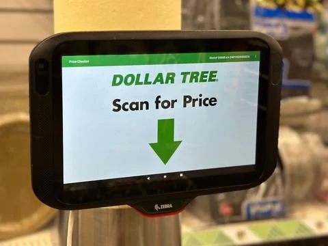Dollar Tree Price Checker Device Inside a Store Stock Photos