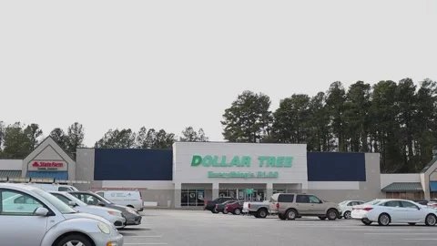 Dollar tree retail store and cars parked in the parking lot Stock Footage 147896019