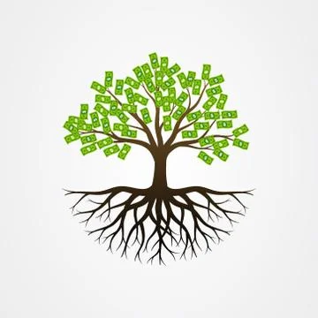 Dollar tree with the roots vector illustration Stock Illustration