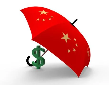 Dollar under umbrella Stock Illustration