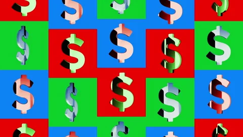 Dollar USD currency multiple 3d golden symbols Stock Footage 322099570
