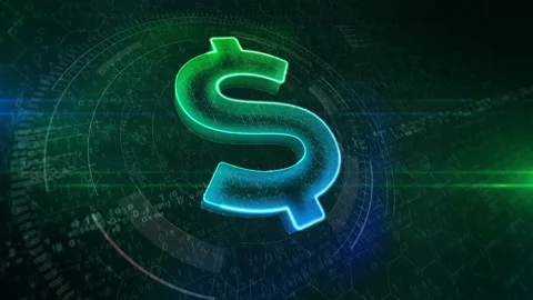 Dollar USD US currency symbol cyber icon Video stock 323445876