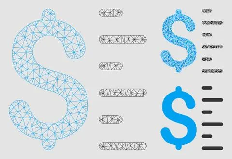 Dollar Value Vector Mesh Carcass Model and Triangle Mosaic Icon Stock Illustration