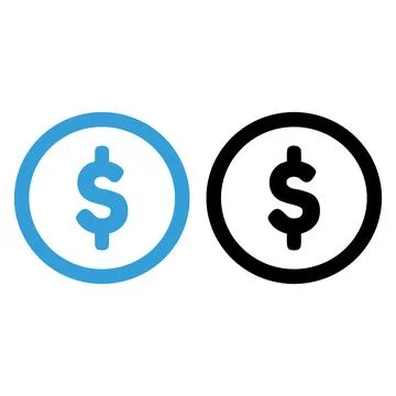 Dollar vector icon. Style is bicolor flat icon symbol, blue and gray colors Stock Illustration