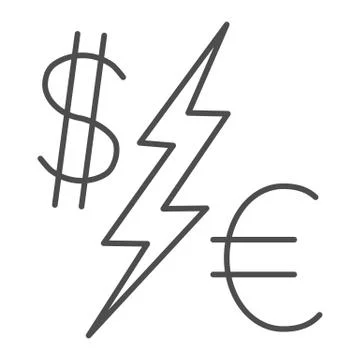 Dollar vs Euro thin line icon, economic sanctions concept, Currency Symbols with Stock Illustration