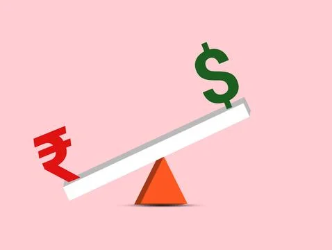 Dollar vs Rupees difference and compare illustration Stock Illustration
