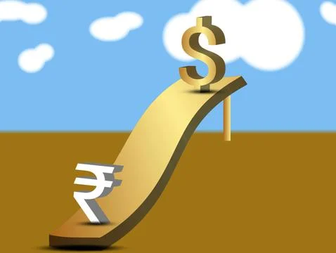 Dollar vs Rupees difference and compare illustration Stock Illustration