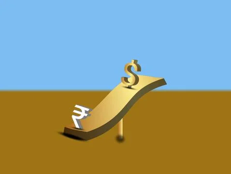 Dollar vs Rupees difference and compare illustration Stock Illustration