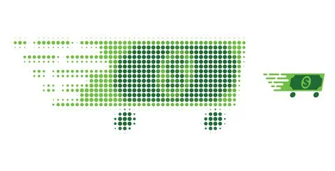 Dollar Wagon Halftone Dotted Icon Illustrazione stock