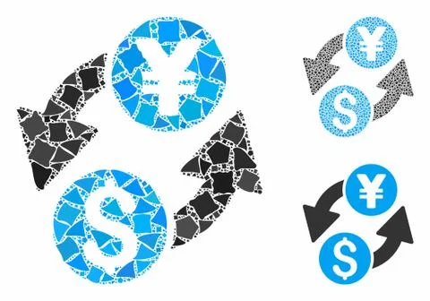 Dollar yen exchange Composition Icon of Ragged Items Stock Illustration