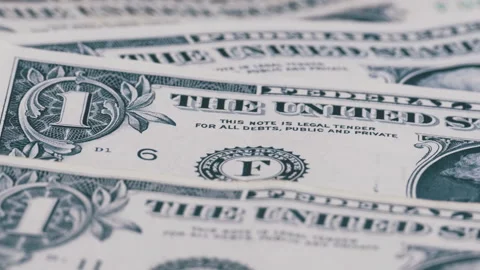 Dollars, American Banknotes value of One dollar is Rotate Stock Footage 89446391