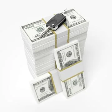 Dollars and car key 库存插图
