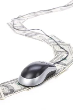 Dollars and computer mouse Stock Photos