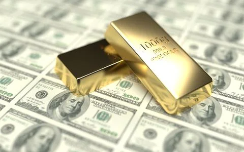 Dollars and Gold bars Stock Illustration