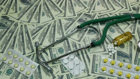 Dollars and medicine 스톡 동영상 89536281
