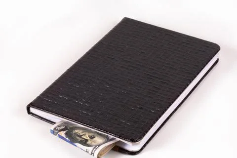 Dollars and pen, notebook Stock Photos