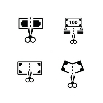 Dollars are cutting with scissors Icon design Illustrazione stock