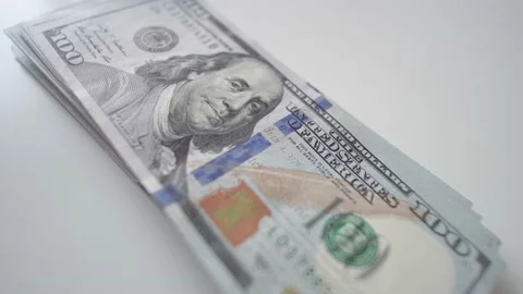 Dollars Background. One Hundred Dollar Bills. Macro Many 100 Us Dollar Stock Footage 175331492