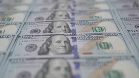 Dollars Background. One Hundred Dollar Bills. Macro Many 100 Us Dollar Stock Footage 175332664