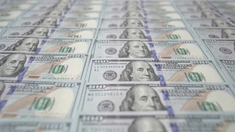 Dollars Background. One Hundred Dollar Bills. Stock Footage 175332887