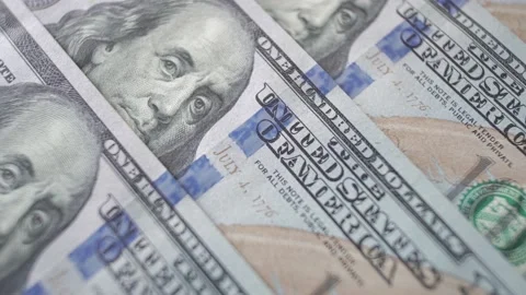 Dollars Background. One Hundred Dollar Bills. Macro Many 100 Us Dollar Stock Footage 175345616