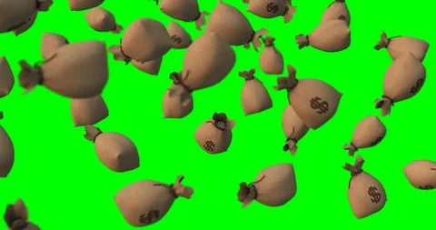 Dollars bags falling slow motion Stockbeeldmateriaal 101605326