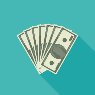 Dollars banknote flat icon Stock Illustration